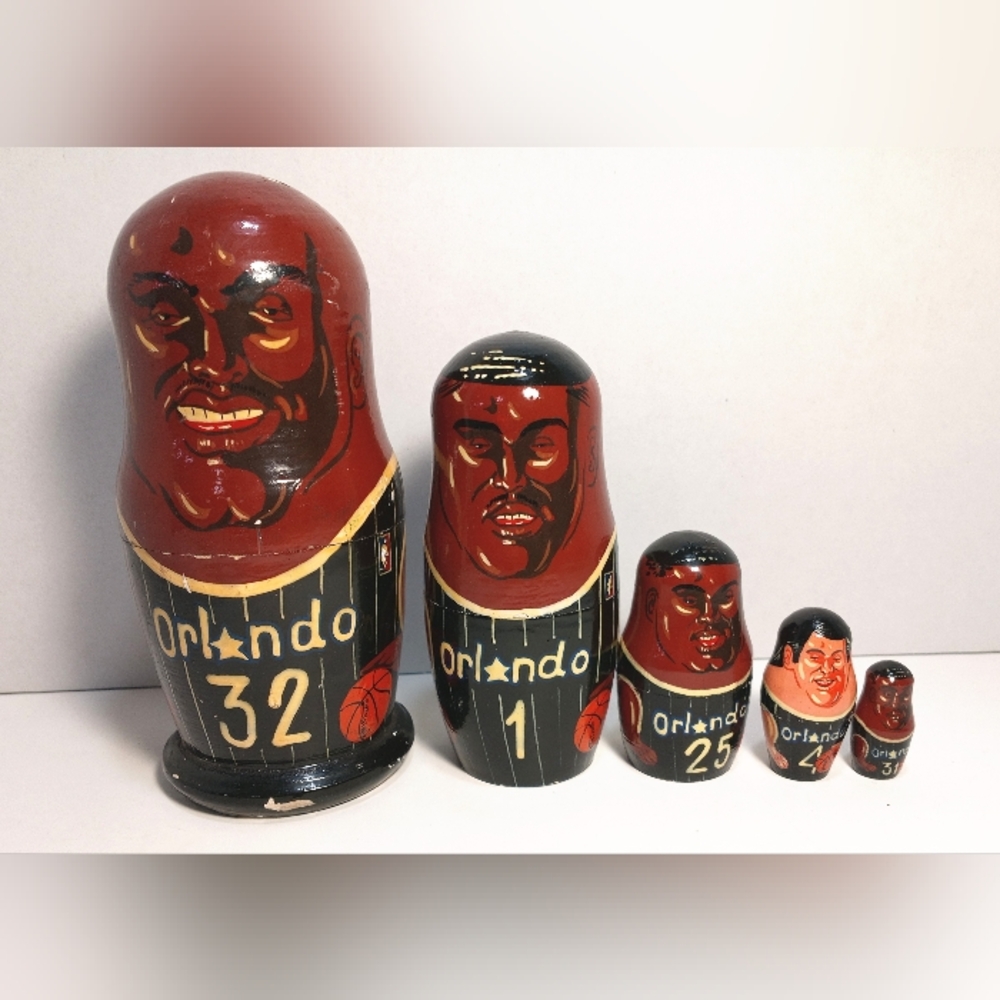 Orlando Magic Basketball Team Nesting Doll Set of 5 1990s NBA Matryoshka